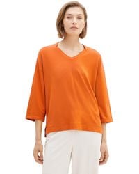 Tom Tailor - 1038166 Basic T-Shirt mit 3/4-Arm & V-Ausschnitt - Lyst