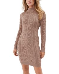 Guess - Long Sleeve Mock Neck Cable Sera Dress - Lyst