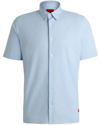 HUGO - S Ebor Relaxed-fit Shirt In Peached Stretch Cotton Blue - Lyst