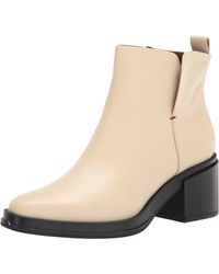 Franco Sarto - S Dalden Block Heel Ankle Bootie Cream Beige Leather 6.5 M - Lyst