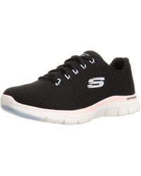 Skechers - Flex Appeal 4.0 Coated Fidelity Sneaker,black Mesh/pink Trim,5 Uk - Lyst