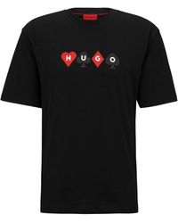 HUGO - Cotton-jersey T-shirt With Playing-cards Logo - Lyst