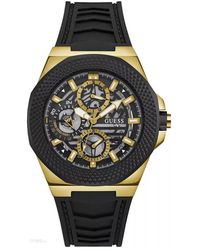 Guess - Multifunction Black Silicone Watch 44mm - Lyst