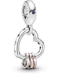 PANDORA - Moments Sterling Silver And 14k Gold Sparkling Family Tree Cubic Zirconia Dangle Charm For Bracelet - Lyst
