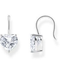 Thomas Sabo - 925 Sterling Silver White Cubic Zirconia Heart Dangle Earrings H2288-051-14 One Size Fits All Sterling Silver - Lyst