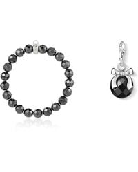 Thomas Sabo - Charm-Armband Charm Club 925 Sterling Silber X0187-064-11 & Charm-Anhänger Kugel mit Schleife Schwarzer Stein Charm - Lyst