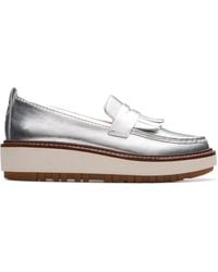 Clarks - Orianna W Loafer Leather Shoes In Silver Metallic Standard Fit Size 5 - Lyst