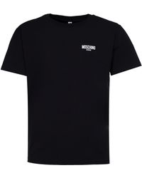 Moschino - Schwarzes T-Shirt mit weißem Logo - Lyst