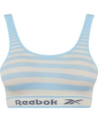 Reebok - Seamless Crop Top in blauem Streifenmuster | Unterwäsche für geringe Belastung mit abnehmbaren Polstern und - Lyst