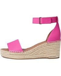 Franco Sarto - S Clemens Jute Wrapped Espadrille Wedge Sandals Fuxia Pink Leather 5m - Lyst