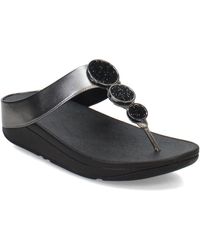 Fitflop - Halo Bead-circle Metallic Toe-post Slides Eu 39 - Lyst