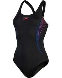 Speedo - Placement Muscleback Black/red Swimsuit/swimming Costume - Lyst