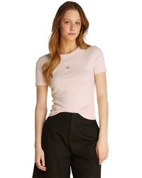 Calvin Klein - T-shirt Met Korte Mouwen En Geweven Label - Lyst