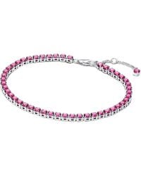 PANDORA - Funkelndes Rosafarbenes Tennisarmband aus Sterling-Silber - Lyst