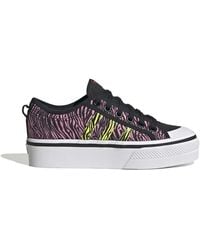 adidas - Womens Nizza Zebra Print Platform Sneakers Shoes Casual - Black, Pink, Yellow - Size 6 M, Black, Pink, Yellow, 4.5 Uk - Lyst