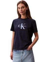 Calvin Klein - Camiseta de ga Corta Mujer Hero Classic Monologo tee con Cuello Redondo - Lyst