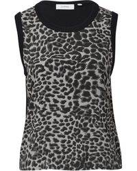 Comma, - Strick-Top im Materialmix mit Leo-Print schwarz 34 - Lyst