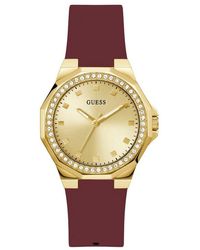Guess - Red Strap Champagne Dial Gold Tone - Lyst