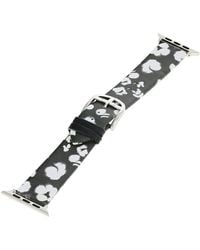Ted Baker - Floral Print Leather Apple Strap 42/44 Black/white Print One Size - Lyst