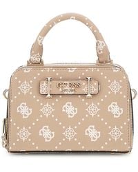 Guess - Handtasche Umhängetasche Silia Mini Satchel Bag Biscotti Logo taupe - Lyst