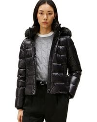 Tommy Hilfiger - Gloss Down Slim Puffer Jacket With Faux Fur Trim - Lyst