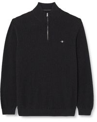 GANT - Cotton Texture Half Zip Sweater - Lyst