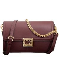 Michael Kors - Sonia Leather Medium Gold Chain Shoulder Bag Crossbody Merlot - Lyst