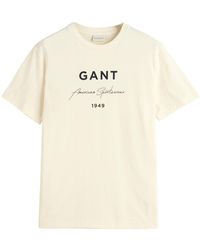 GANT - Logo Script Printed Ss T-shirt - Lyst