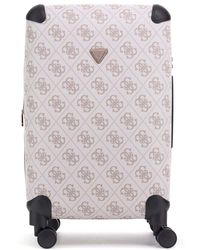 Guess - Trolley 22 In 8-Wheeler Dark Taupe Logo Creme 64cm - Lyst