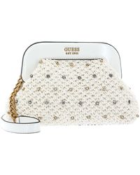 Guess - Sicilia Small Frame Clutch White - Lyst