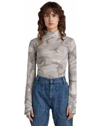 G-Star - Turtle Neck Slim Allover Printed Top - Lyst