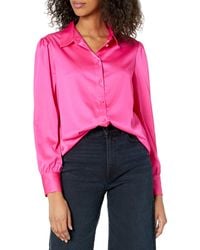 The Drop - @lucyswhims Long-sleeve Button Down Stretch Satin Shirt - Lyst