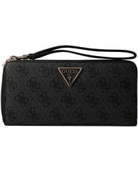 Guess - Laurel Large Zip Around Wallet Coal Logo One Size - Lyst