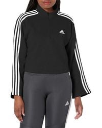 adidas - Essentials 3-stripes Open Hem Quarter-zip Fleece - Lyst