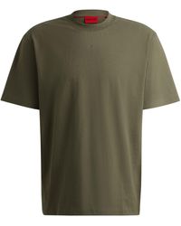 HUGO - Dapolino Relaxed-Fit T-Shirt aus Baumwolle mit Logo-Print Khaki L - Lyst