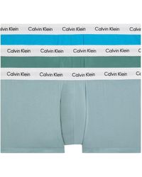 Calvin Klein - 3 Pack Low Rise Trunks - Cotton Stretch - - Blue - Men - XS - Lyst