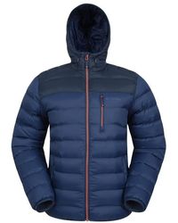 Mountain Warehouse Link Mens Padded Winter Jacket - Showerproof, Lightweight, Warm, Lots Of Pocket, Elastic Hem & Cuffs For A - Blue
