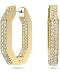 Swarovski - Dextera Hoop Earrings With White Crystals In Pavé On Rose Gold-tone Plated Setting - Lyst