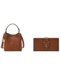 Fossil - Jessie Brown Leather Bag And Harwell Wallet - Lyst