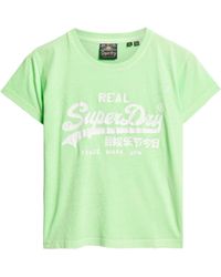 Superdry - Figurbetontes T-Shirt mit neonfarbener Grafik Neon Mintgrün 44 - Lyst