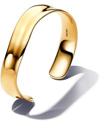 PANDORA - Essence Organisch Geformter Breiter Offener Armreif Aus Sterling Silber Mit Vergoldeter Metalllegierung - Lyst