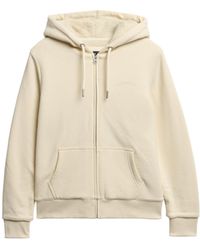 Superdry - Kapuzenjacke mit Teddyfellfutter Turteltaube Creme 36 - Lyst