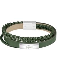 Lacoste - Braccialetto da Uomo Collezione FUSION con Pelle Verde e Acciaio Inossidabile con una Piastra Incisa - 2040319 - Lyst