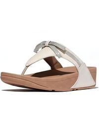 Fitflop - Lulu Glitz-bow Leather Toe-post Sandals Wedge - Lyst