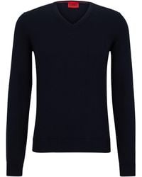 HUGO - V-neck Regular-fit Sweater In Virgin Wool - Lyst
