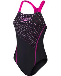 Speedo - Medley Logo Medalist Womens Swimming Swimsuit Costume Black - 30 - Lyst