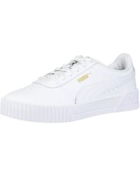 PUMA Carina Leather Platform Sneaker in White - Lyst