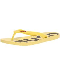 HUGO - Big Logo Print Flip Flops Slide Sandal - Lyst