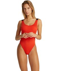 Calvin Klein - Badpak Met Ronde Rug En Logo-bandjes - Lyst