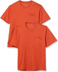 Essentials Camiseta Ajustada de Manga Corta con Cuello Redondo y Bolsillo Hombre Pack de 2 